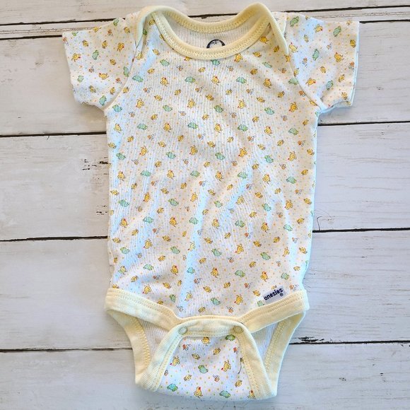 ♡ 5/$20 - Gerber Unisex Chicks Turtle Print Yellow Short Sleeve Bodysuit 0-3mo. - Picture 1 of 6